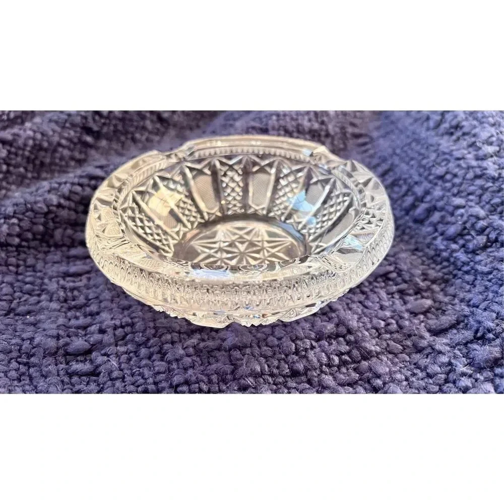 Vintage Mid Century Modern Pressed Glass Star 5” Jewelry Dish‎ Ashtray Decor